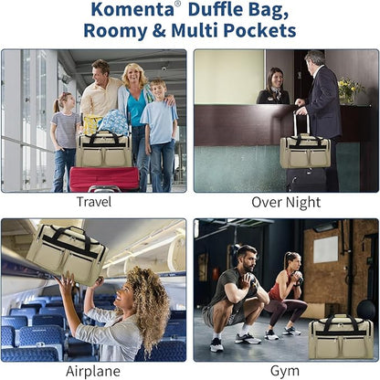 20 inch Gym Bag for Men, 40L Sports Duffle Bag with side pockets durable Weekend Overnight Bag for Travel, Workout, Fitness (Camel)
