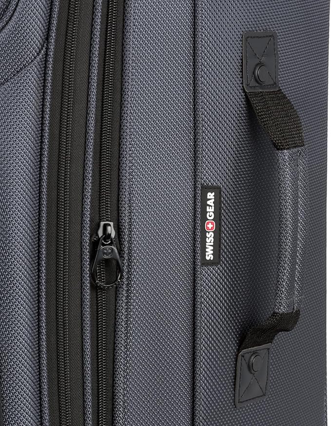 SwissGear Sion 3-Piece Set, Softside Expandable Luggage – 21 Inch Carry-On & 25 & 29 Inch Checked Suitcases with 360 Degree Wheels & Retractable Handless – Dark Gray