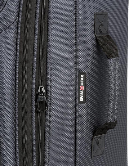 SwissGear Sion Softside Expandable Luggage – Large Checked Suitcase with 360 Degree Wheels & Retractable Handle – 29 Inch, Perfect for 7-9 Night Trips – Dark Gray