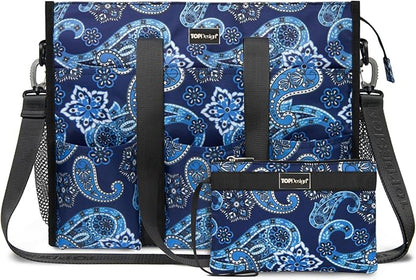 TOPDesign Utility Water Resistant Tote Bag with 22 Pockets, Top Zipper Closure & Thick Bottom Support, for Working Women