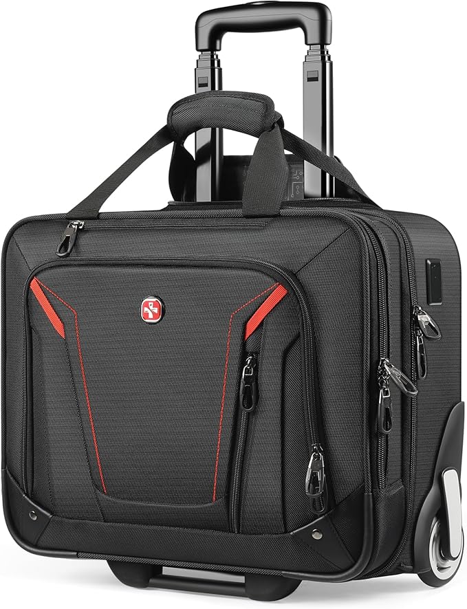 star cloud Rigid Frame Rolling Laptop Bag 18"×14"×8", Water-Resistant Rolling Briefcase with Wheels, Business Travel Computer Bag, Underseat Carry on Luggage for Men & Women