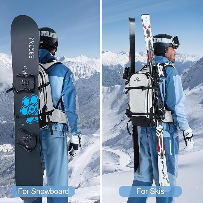 25L Ski Hydration Backpack with 2L Water Bladder, Insulated Harness, Waterproof Snowboard Travel Hiking Backpack for Snowboard Ski Hiking Camping