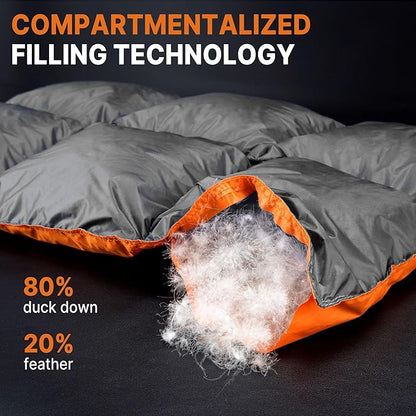 Down Puffy Blanket 80"x87", Light Gray