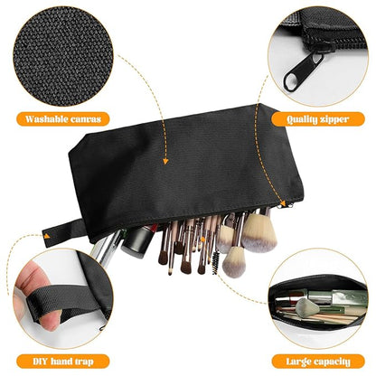 Saintrygo 30 Pcs Makeup Bag Travel Canvas Cosmetic Bag Bulk Multipurpose Small Makeup Pouch for Purse Portable Blank Zipper Toiletry Organizer DIY for Women Assorted Color (Black,9.8 x 5 x 2 Inch)