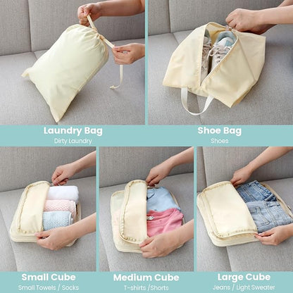 Cambond Compression Packing Cubes for Travel Women - Expandable Travel Bags Luggage Organizers Travel Essentials Compression Cubes for Travel Carry on Suitcases Organizer