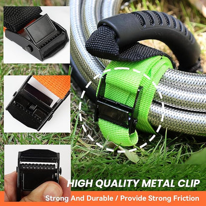 Heavy Duty Storage Straps with Handle(2 Pack) for Cables, Ropes and Hoses, Extension Cord Organizer with Handle and Easy Adjustable Steel Black Lock Slider Buckles for Pool Hoses, Garden Hoses.