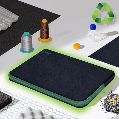 Slim Laptop Case 13.3 14 inch Sleeve, Rainproof & Shockproof Carrying Case for Notebooks Compatible with MacBook Pro 14" and All Models 13.3" MacBook Air/Pro, Most Popular 13"-14" PC,Black-Green