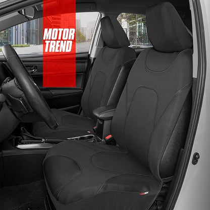 Motor Trend Waterproof Car Seat Covers Full Set – Black Seat Covers for Car Front & 60/40 Split Back Bench - Carseat Cover for Trucks, SUV, Vans - Universal Fit for Most Regular Size Vehicles