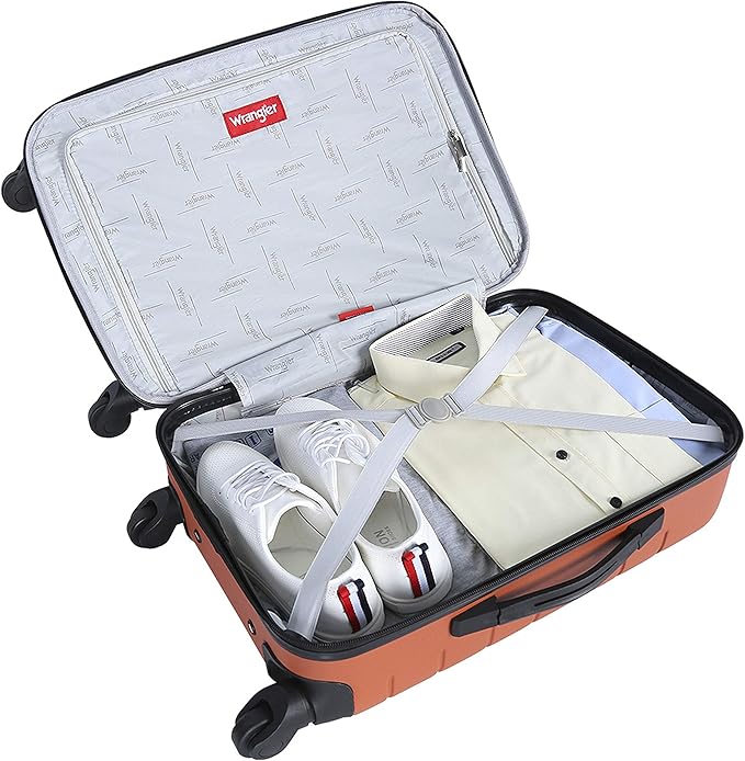 Wrangler Smart Luggage Set with Cup Holder and USB Port, Burnt Orange, 3 Piece
