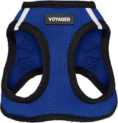 Best Pet Supplies Voyager Step-in Air Harness - All Weather Mesh, Reflective, No Pull Harness for Dogs, Cats - Secure with Hook & Loop Fastener, Buckle, Double D-Rings - Royal Blue/Black Trim, XXXS