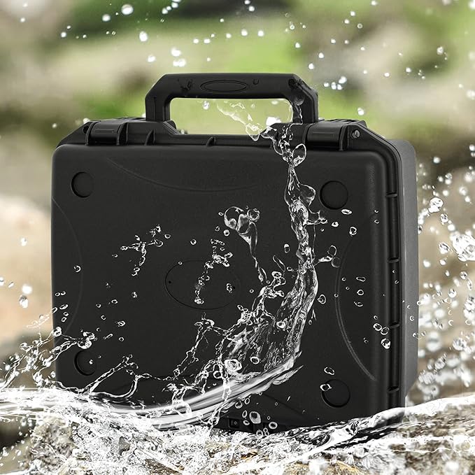 Hard Case with IP67 Waterproof Shockproof Tool Box for Microphone, Drones, Camera, Equipments, Portable Storage Case, 12.2 x 9.8 x 5.5 Inch