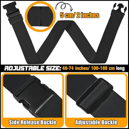 Eccliy 12 Pack Luggage Straps Suitcase Belts Wide Adjustable Packing Straps Travel Belts Accessories for Business Packing(Black)