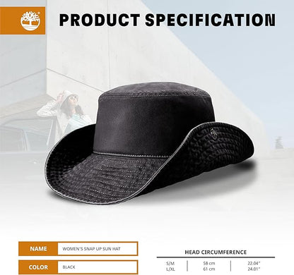 Timberland Snap Up Sun Hats for Women, Packable Bucket Hat, Wide Brim UV Protection for Outdoor Activities