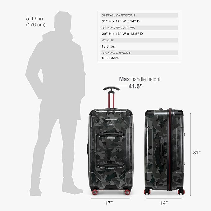 Traveler's Choice Maxporter II 30" Hardside Spinner Trunk Luggage, TSA Lock, Gray Camo