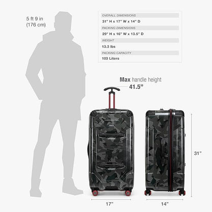 Traveler's Choice Maxporter II 30" Hardside Spinner Trunk Luggage, TSA Lock, Gray Camo