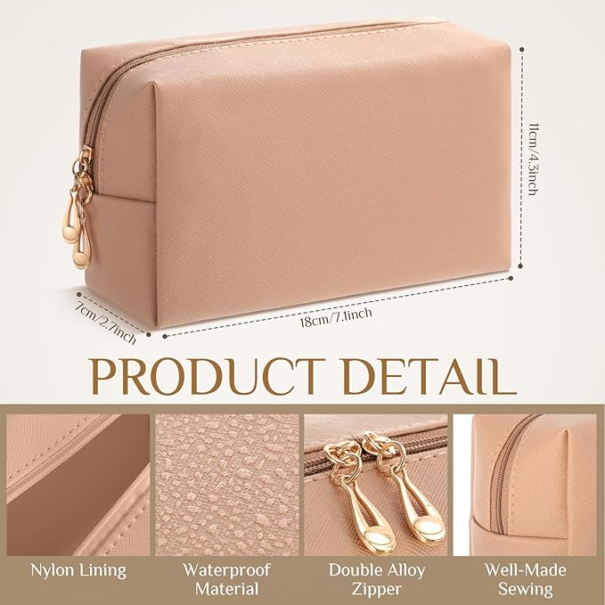 Cunno 100 Pcs Makeup Bags Bulk PU Leather Cosmetic Pouch Christmas Small Pouch Bag DIY Toiletry Bags Preppy Aesthetic Travel Storage Organizer for Women Travel Christmas Party Gift(Neutral)