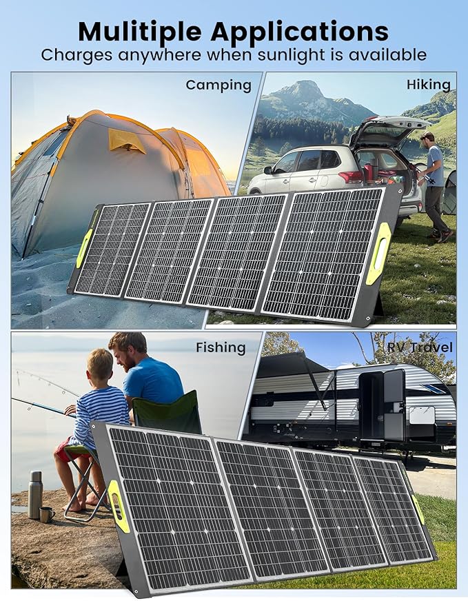 Greenmagic Portable 400 Watt Solar Panel, 39V Foldable, Durable Foldable, Durable Compatiable with Most 40v Portable Solar Generator, Power Station on The Market