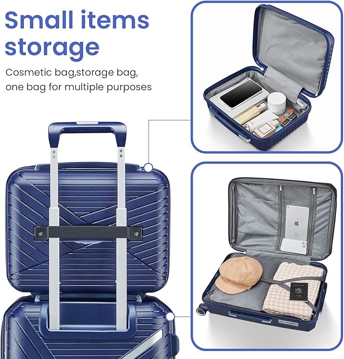 Merax Luggage 4 Piece Set Hardside Expandable Suitcase Set with Case,Travel Luggagewith Spinner Wheels,Airplane Approved Carry On Luggage Sets,Navy Blue1,14/20/24/28