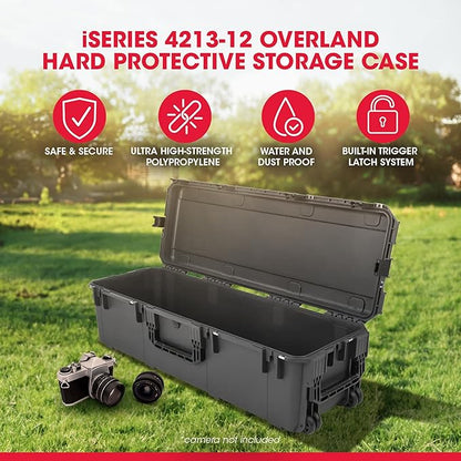 SKB Hard Protective Storage Case, Foam, Wheels for Equipment, iSeries 42" x 13" x 12", Dark Gray