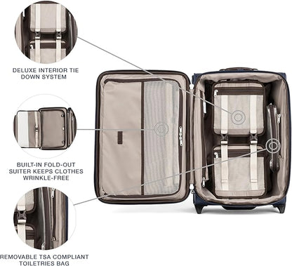 Travelpro Platinum Elite Softside Expandable Carry on Luggage, 2 Wheel Upright Suitcase, USB Port, Men and Women, True Navy, Carry On 22-Inch