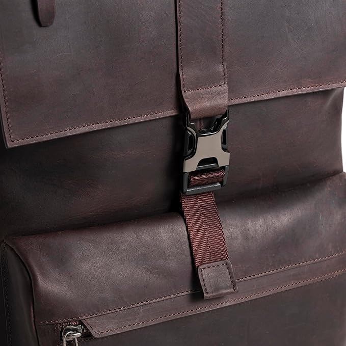 Leather Backpack for Men & Women, Classic Dark Brown - Handcrafted Top Grain Leather vintage backpack with 17-Inch Laptop Sleeve - Lightweight, Stylish & Durable for Business, Travel & Everyday Use
