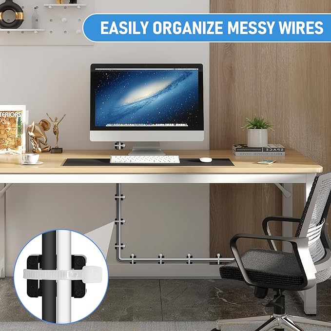 100 Pcs Cable Zip Tie Mounting Base,23x16x10(L*W*H) mm Cord Tie Mount Wire Holder Fix Bottom Wire Management,5 mm(M5) Screw Hole for Home/Office/Outdoor
