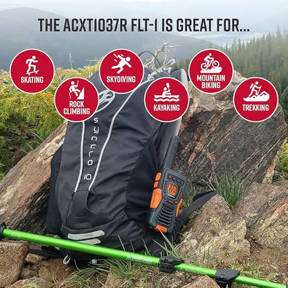 Cobra ACXT1037R FLT Floating Walkie Talkie - Waterproof, Rechargeable, Long Range up to 37-Mile Two Way Radio with NOAA Weather Alert & VOX, (1 Pack)