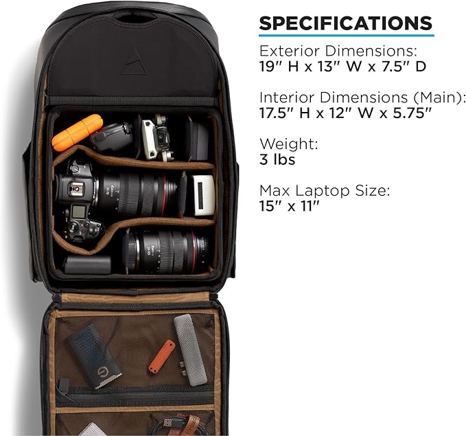 NOMATIC Peter McKinnon Camera Pack 25L, Ladder & 2 Small Camera Cubes - DSLR Camera Backpack for Men And Women, Extra Large Photography Bag, Travel Camera Backpack, Weekend Bag