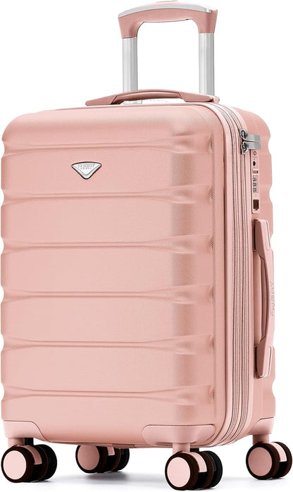 Flight Knight 22x14x9 Expandable Carry On Suitcase Hardside TSA Lock USB C Port Lightweight Luggage Silent Double Spinner Wheels Maximum Overhead Carry-On Bag For American & United Approved Airlines