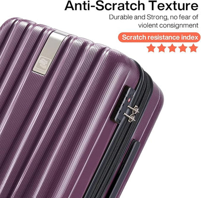 Hanke Luggage Sets 2 piece Carry On Luggage with Wheels PC Hard Shell Suitcases Lightweight Checked Travel Luggage Large Travel Suitcase Woman Men 20/29 Inch（Purple）