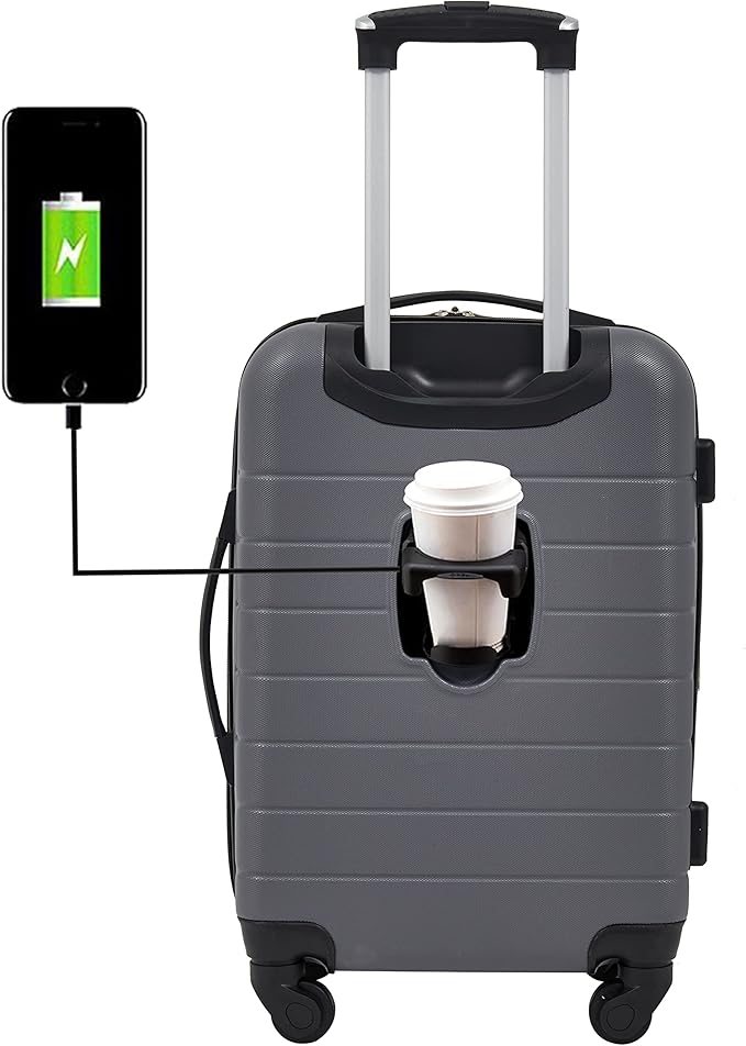 Wrangler 20" Smart Spinner Carry-On Luggage With USB Charging Port