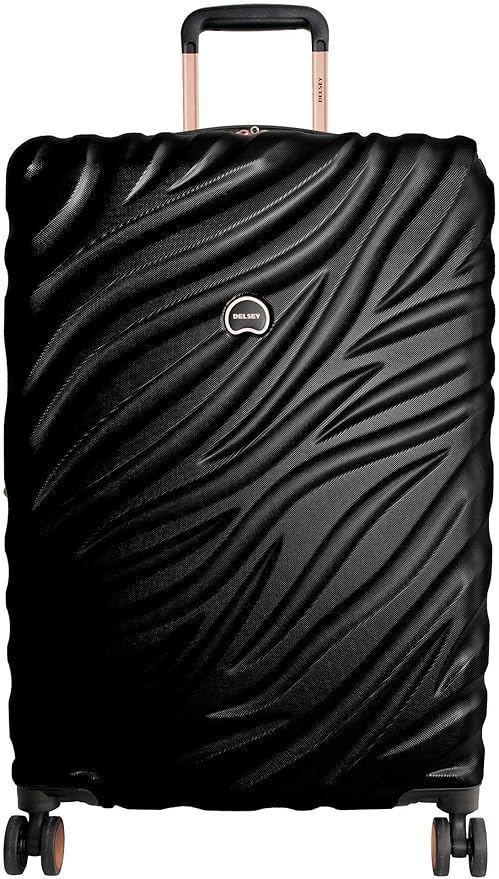 DELSEY PARIS Alexis Durable Luggage Set, Expandable & Lightweight 4-Wheel Spinners, Easy Grip handles for Smooth Journeys, TSA-Lock Incorporated, Men and Women, Black/Rose Gold, 2-Piece Set (21"/25")
