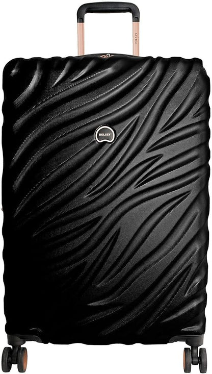 DELSEY PARIS Alexis Durable Luggage Set, Expandable & Lightweight 4-Wheel Spinners, Easy Grip handles for Smooth Journeys, TSA-Lock Incorporated, Men and Women, Black/Rose Gold, 2-Piece Set (21"/25")
