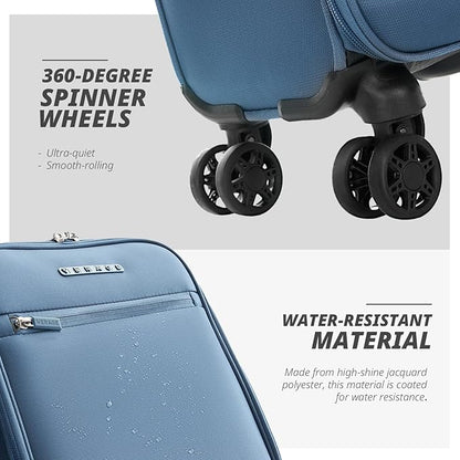 Verage Under Seat Luggage with Wheels, Softside Small Suitcase Spinner Carry On Luggage Bags for Airlines Airplanes Short Trip Men Women (Coast Blue, 14-Inch Underseat)