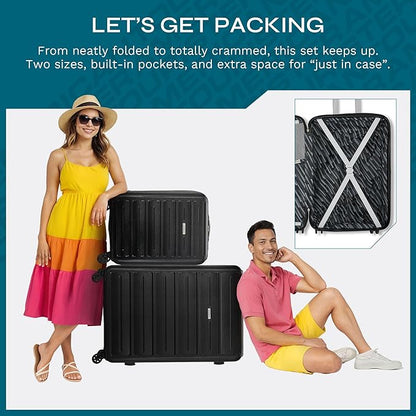 American Tourister Westridge Hardshell Luggage Set - 2 Piece Set - 20/28" Carry-On & Large Checked Luggage Set with Spinner Wheels - Expandable Hard Suitcases for Travel - Hard ABS Shell - Black