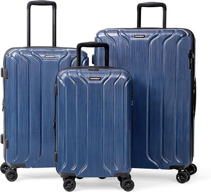 NONSTOP New York Elite Luggage Expandable Lightweight Spinner Wheels hard side shell Travel Suitcase Set, TSA Lock, Double USB Port, 3 packing cubes, Denim Blue, 3-piece Set (20/24/28)