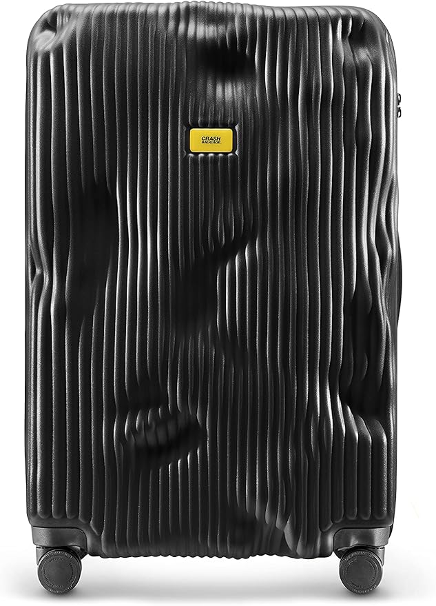 CRASH BAGGAGE Stripe Suitcase | Black | 100L | 100% Polycarbonate, TSA-Approved Lock, 360° Spinning Wheels