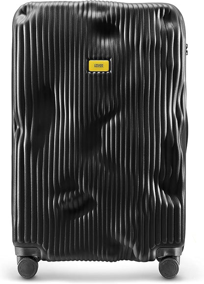 CRASH BAGGAGE Stripe Suitcase | Black | 100L | 100% Polycarbonate, TSA-Approved Lock, 360° Spinning Wheels