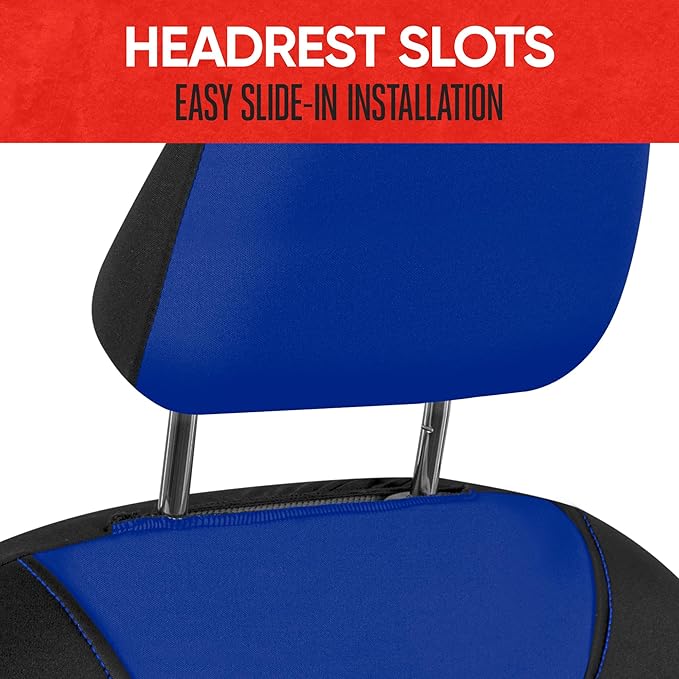 Motor Trend AquaShield Waterproof Front Seat Covers, Blue Seat Covers for Cars – Neoprene Front Car Seats Cover, SUV Seat Covers Protector - Car Interior Cover for Auto, Trucks, & Dog Owners
