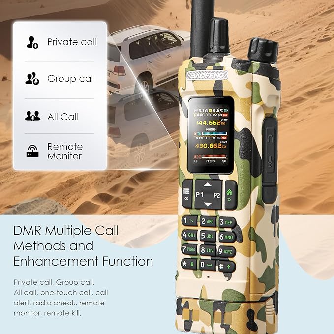 BAOFENG DM32 DMR 10W Long Range Walkie Talkie | Dual Band VHF/UHF | GPS & USB-C Rechargeable | Two Way Radio for Outdoor Hunting Emergency