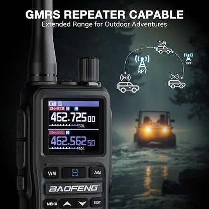 [Chirp Compatible] Baofeng UV-5G Mini GMRS Handheld Radio with BT App Programming, Long Range Walkie Talkie GMRS Repeater Capable, with 8-Band Receiver, Dual PTT, 999 Channels, for Off-Road, 2 Pack