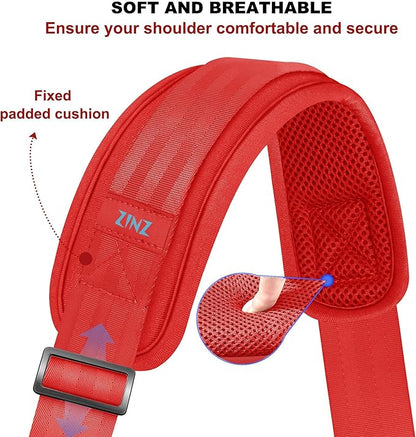 ZINZ 79.5" Universal Strap with Ultra-Thick Fixed Breathable Pad - Adjustable Heavy-Duty Shoulder Strap for Laptop, Crossbody, Luggage, Gym, Camera Bag and More - R01E01