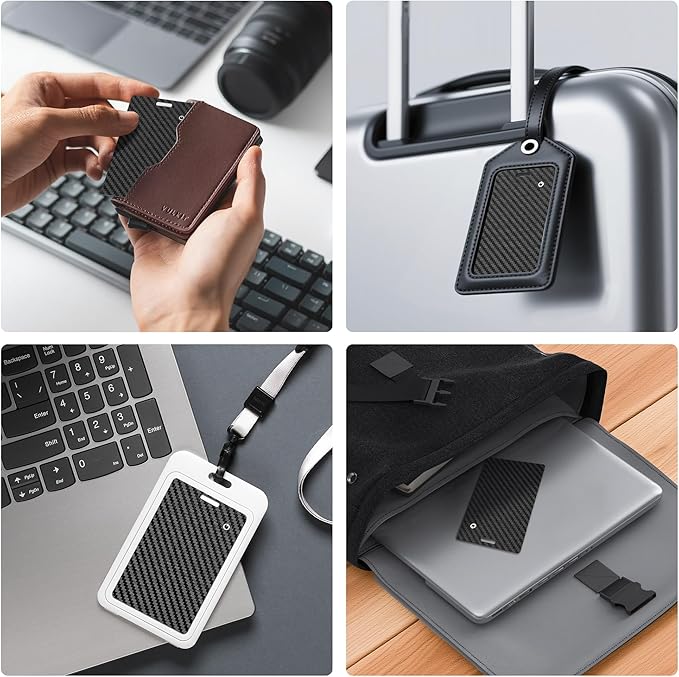 [Apple MFi Certified] Wallet Tracker Card with Apple Find My (iOS Only) Rechargeable Air Tracker Tags Bluetooth Wallet Finder IP68 Waterproof GPS Tracker Item Finder for Keys, Bags, Passport Black