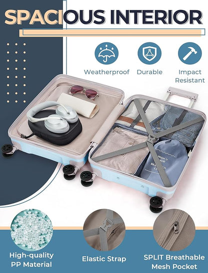 Luggage Sets 5 Piece,Lightweight,Impact-Resistant,Wear-Resistant Suitcases with Wheels, Hardshell Suitcase Set with Spinner Wheels, PP Carry on Luggage Set with TSA Lock, Travel Luggage