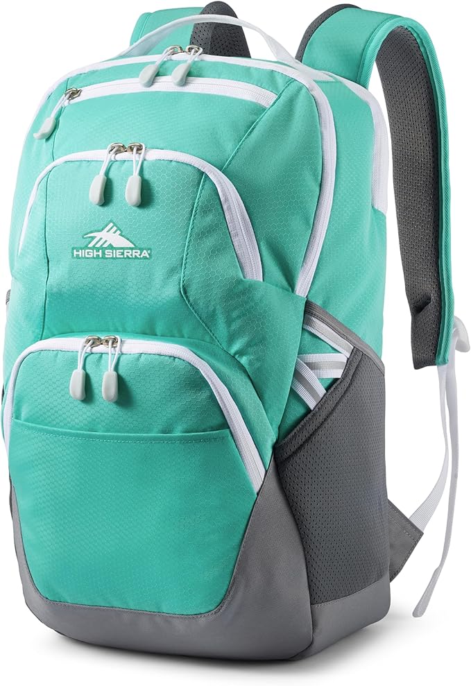High Sierra Swoop SG Backpack, Travel or Work Laptop Bookbag with Drop Protection Pocket, and Tablet Sleeve, One Size, Aquamarine