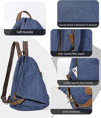 KL928 Canvas Vintage Backpack – Large Casual Daypack Outdoor Travel Rucksack Hiking Backpacks for Men Women