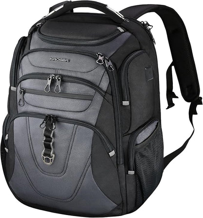 KROSER Friendly Travel Laptop Backpack 18.4 inch XXXL Gaming Backpack Water-Repellent College Daypack Business Backpack with RFID Pockets & USB Port for Men/Women-Black/Grey