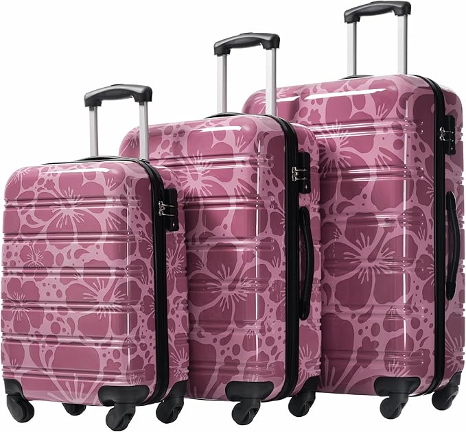 Luggage Sets 3 Piece Durable Suitcase Set with Spinner Wheels, 3 Pcs Hardside Lightweight luggage with TSA Lock, Large Checked Travel Suitcases