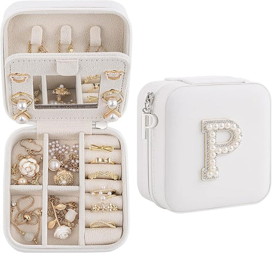 Birthday Gifts For Women, Initial Jewelry Box, Travel Jewelry Case, Gifts for Wife Girlfriend, Small Travel Jewelry Organizer, Gift for Girls, Graduation Gifts for Her, Bridesmaid Gifts