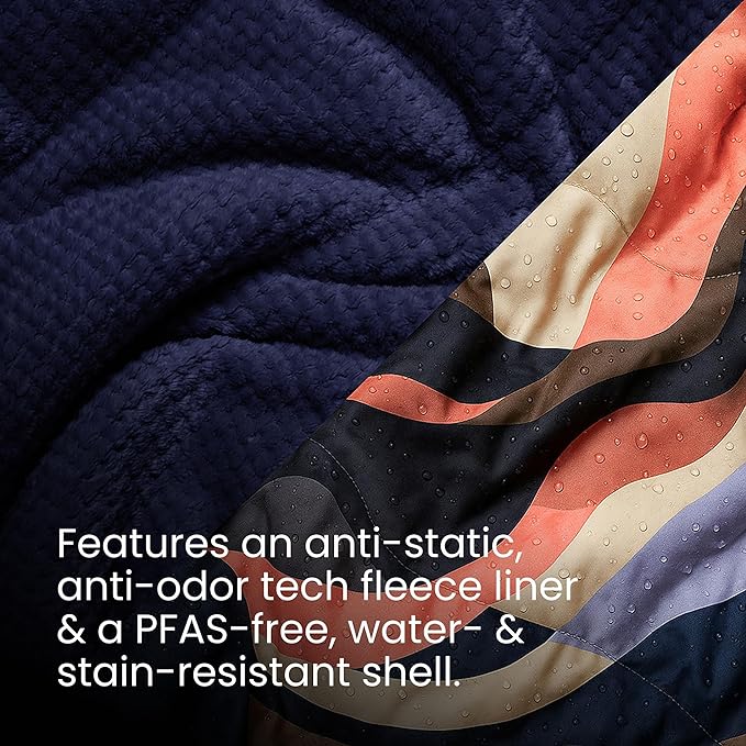Rumpl Fleece Puffy Blanket with Fleece Liner and Weather Resistant Shell, 1-Person, Valley Dawn